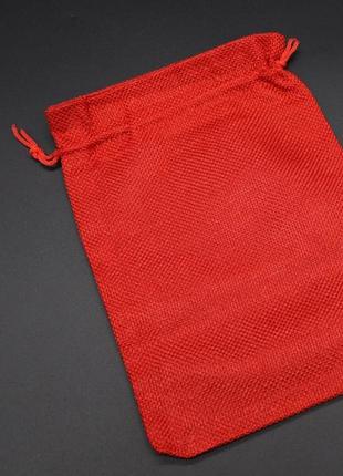 Подарочный мешочек из мешковины на затяжках. цвет красный. 15х20см1 фото