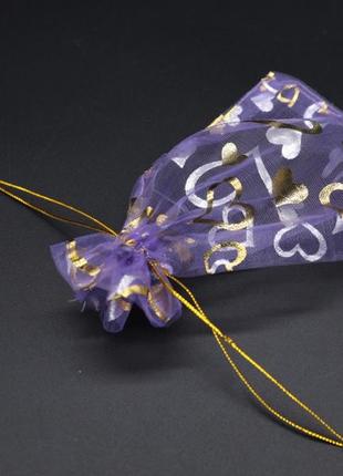 Подарочные мешочки из органзы. цвет фиолет. сердце.10х14см1 фото