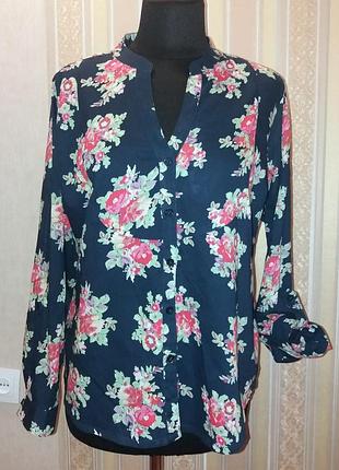 Хлопковая летняя рубашка, блуза, туника цветочный принт