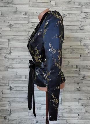 Пиджак женский черный с рисунком сакура размер 42 (s)7 фото