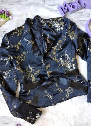 Пиджак женский черный с рисунком сакура размер 42 (s)2 фото