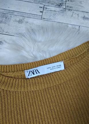 Платье zara трикотажное вязка горчичного цвета размер 46 м4 фото