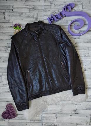 Мужская кожаная куртка ejoe jeans темно коричневая 52 размера