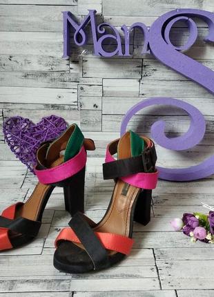 Женские босоножки zara на каблуке разноцветные 37 размер1 фото