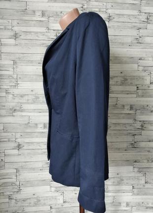 Пиджак zara женский синий классика размер 48 (l)6 фото