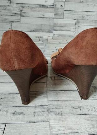 Женские туфли из натуральной замши на танкетке коричневого цвета 36 размер5 фото