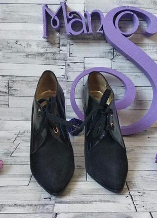 Женские ботильоны vero cuoio черного цвета кожаные замша ботинки на шнурках 40 размер3 фото