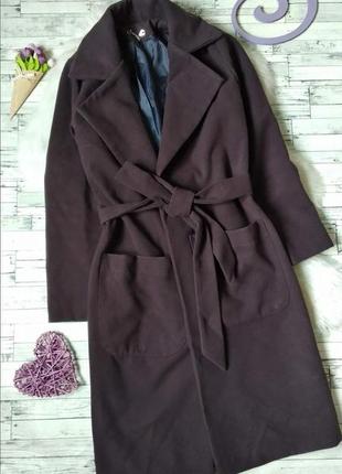Жіноче пальто кашемірове з поясом коричневого кольору розмір 44 s