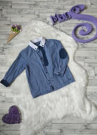 Рубашка cool club на мальчика с латками на локтях синяя в горох на рост 104 см