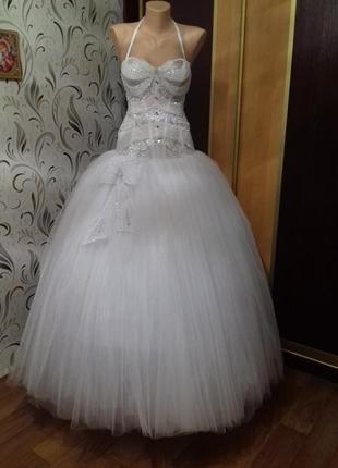 Красивое пышное свадебное платье размер 46 но подойдет на 44 и 483 фото