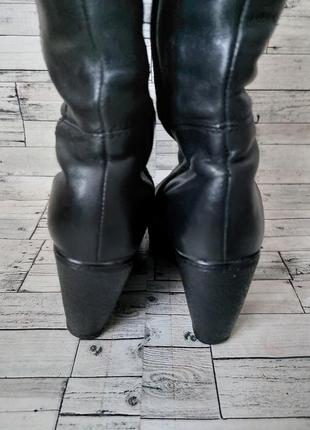 Зимние женские кожаные сапоги shidalis черные на танкетке размер 3610 фото