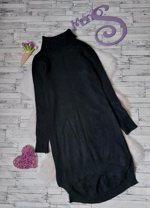 Теплое облегающее черное платье миди под горло размер 44 s1 фото