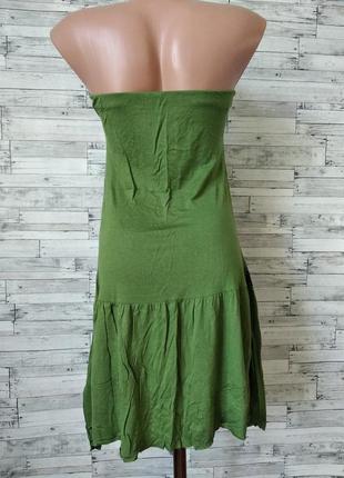 Літнє плаття сарафан жіночий зелений без бретелей з паєтками розмір 46 м7 фото
