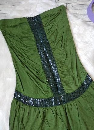 Літнє плаття сарафан жіночий зелений без бретелей з паєтками розмір 46 м2 фото