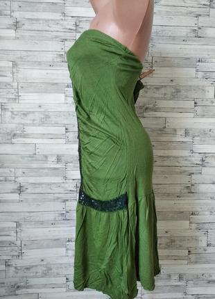 Літнє плаття сарафан жіночий зелений без бретелей з паєтками розмір 46 м6 фото