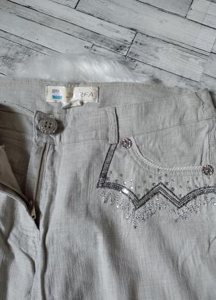Штаны брюки женские легкие со стразами jierfa размер 44 (s)3 фото