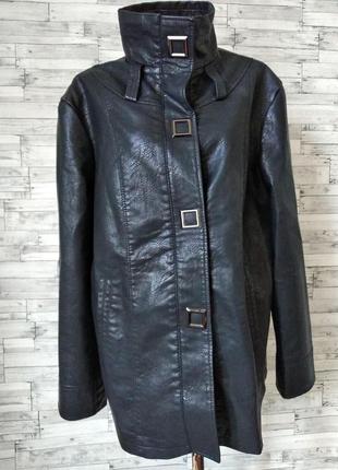 Жіноча куртка mzxeyz чорного кольору шкіряна 58 розміру 4xl 5xl6 фото