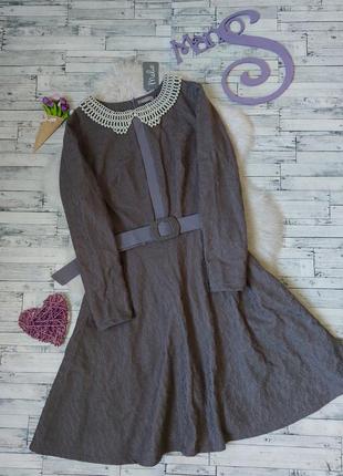 Платье mileo капучино с воротником из жемчуга размер 48 l