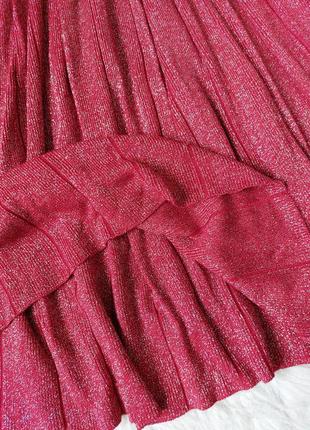 Юбка теплая красная миди плиссе с люрексом размер 44 (s)4 фото