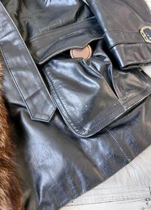 Куртка кожаная shaniweier черная женская с мехом с поясом размер 467 фото
