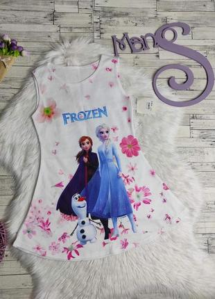 Сарафан для дівчинки літнє плаття біле з принтом frozen розмір 140
