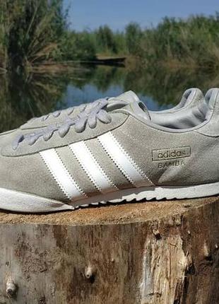 Кроссовки adidas bamba / samba замшевые кожаные оригинал размер 40.5 - 41 серые2 фото