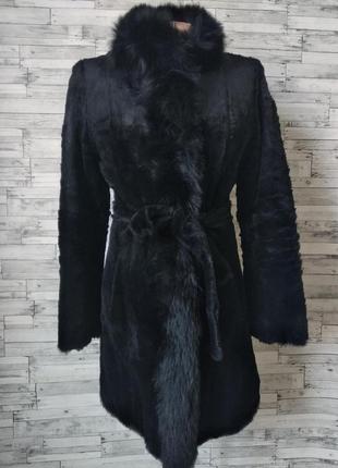 Женская шуба atuni натуральный мех стриженого кролика черного цвета 44 размер s6 фото
