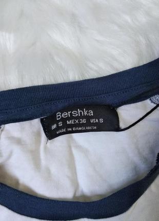 Мужской реглан bershka сине-белого цвета 100% хлопок 44 размер s2 фото