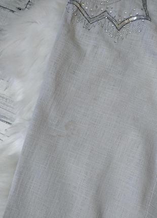 Летние штаны брюки jierfa женские бежевые со стразами размер 44 (s)4 фото