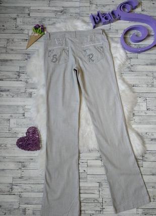 Летние штаны брюки jierfa женские бежевые со стразами размер 44 (s)5 фото