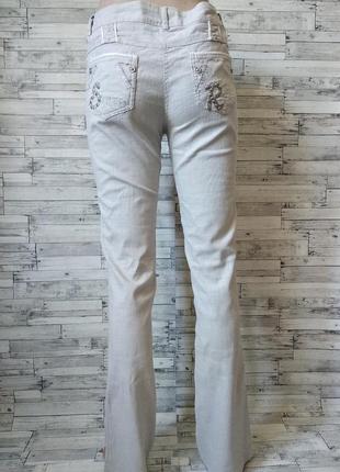 Летние штаны брюки jierfa женские бежевые со стразами размер 44 (s)8 фото