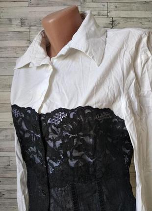 Женская рубашка a.m.n блуза белая с черным кружевом размер 46 м6 фото