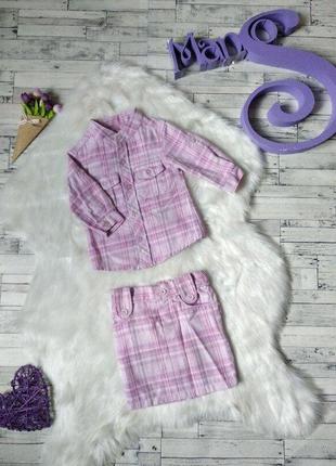 Детский костюм foxy для девочки розовый в клетку рубашка и юбка размер 12 месяцев 80 см