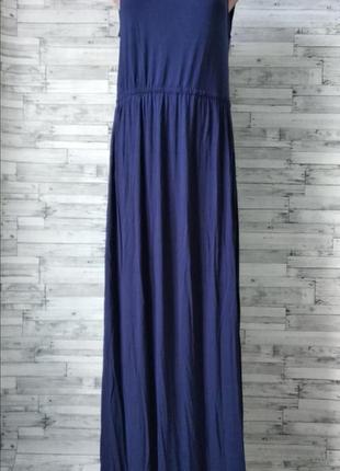 Женский сарафан slim летнее платье синее длинное размер 46 м3 фото
