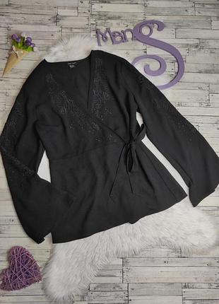 Женская рубашка new look на запах вышиванка черная 46 размер