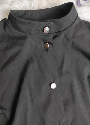 Женская рубашка fashion классическая черная с серебристыми пуговицами размер s 443 фото