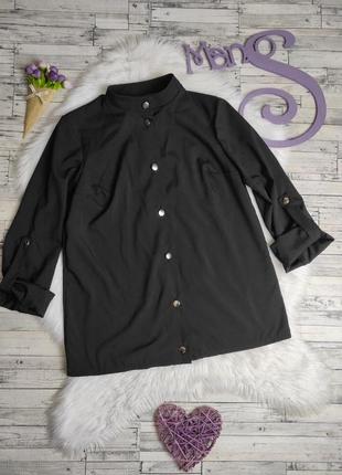 Женская рубашка fashion классическая черная с серебристыми пуговицами размер s 44