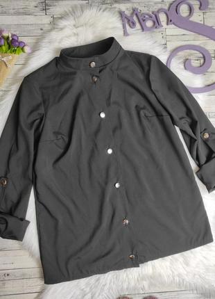Женская рубашка fashion классическая черная с серебристыми пуговицами размер s 442 фото