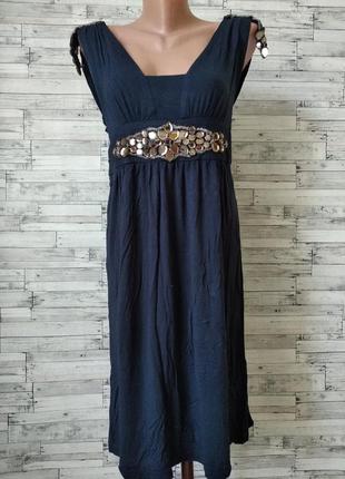 Платье сарафан hotel particulier женское синее с камнями размер 44 s4 фото
