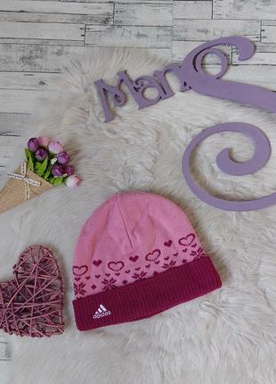 Шапка adidas для девочки розовая на флисе размер 51-53 (4-6 лет)