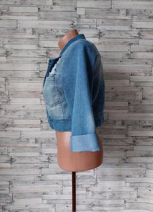Джинсовый пиджак короткий голубой размер 44 (s)5 фото