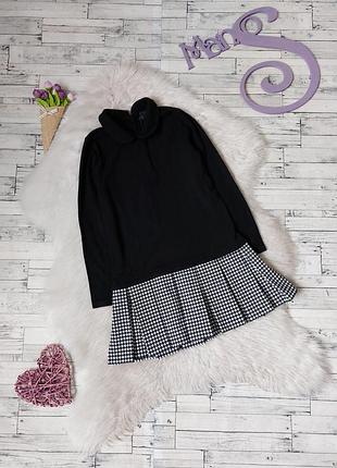Платье на девочку polo черное низ принт гусиные лапки