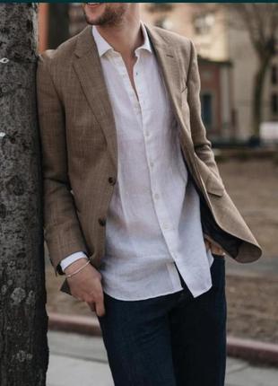 Однобортный блейзер из льняной ткани