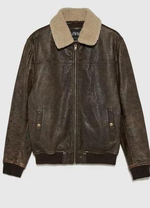 Куртка кожаная zara бомбер