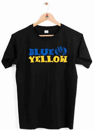 Футболка черная с патриотическим принтом "blue yellow" push it1 фото