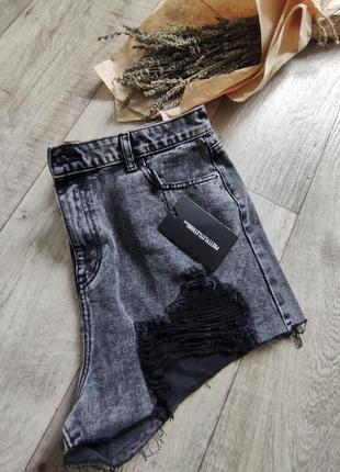 Стильные джинсовые шорты, черно-серые, plt. размер 16 (50-52)5 фото