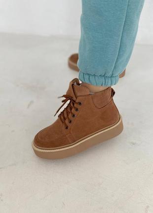 Стильні жіночі черевики коричневі замшеві туфлі,демі,осінь,весна (байка) зима (хутро,овчина)2 фото