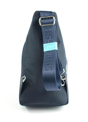 Синяя мужская нагрудная сумка рюкзак слинг через плечо текстильная молодежная сумочка2 фото