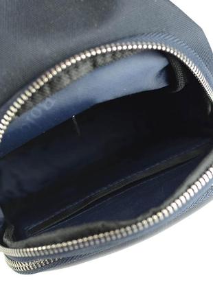 Синяя мужская нагрудная сумка рюкзак слинг через плечо текстильная молодежная сумочка7 фото