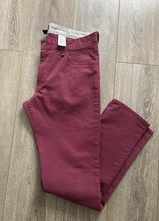 H&m 33р xl 175/84а бордовые темные красные вишнёвые зауженные стретч джинсы3 фото